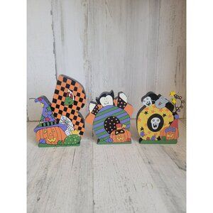 Rustic vintage BOO Halloween letter block set